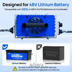 18A 48V Golf Cart Lithium LiFePO4 Battery Trickle Smart Charger Forklift Ship