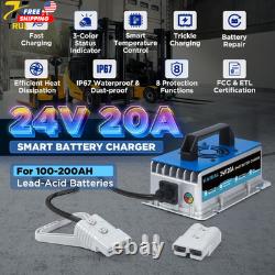 24V 20A Forklift Battery Charger with 16FT Cable for Electric Pallet Jacks NEW