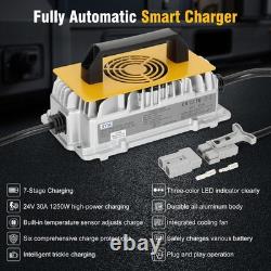 24V 30A Battery Charger 1250W Smart 7 Stage Forklift Pallet Jack Scrubber Golf