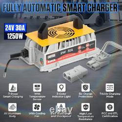 24V 30A Forklift Battery Charger, 1250W Smart 7-Stage Trickle Charger, IP67 Wate