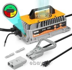 24V 30A IP67 Golf Cart Forklift Battery 7 stage Charger Lead Acid w Temp Sensor