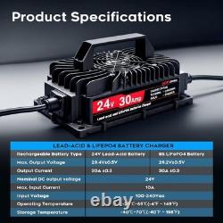 24V 30A Lithium Battery Charger for 29.2V LiFePO4 and Lead-Acid, for Forklift, G
