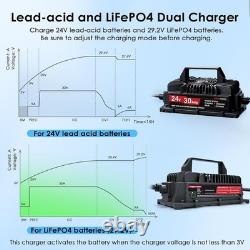 24V 30A Lithium Battery Charger for 29.2V LiFePO4 and Lead-Acid, for Forklift, G