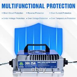 25A 36V Golf Cart Lithium LiFePO4 Battery Smart Charger Trolling Motor Forklift