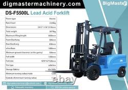2.5 ton 5500 lb electric forklift with charger and lead acid battery