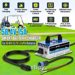 48V 15A Lithium Battery Charger LiFePO4 Battery for Golf Cart Cars Forklift Boat