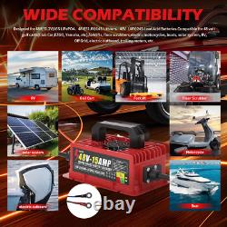 48V Battery Charger, 1000W 15A Golf Cart/Forklift Charger for Lifepo4/Lithium/Lea