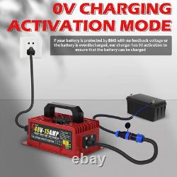 48V Battery Charger, 1000W 15A Golf Cart/Forklift Charger for Lifepo4/Lithium/Lea