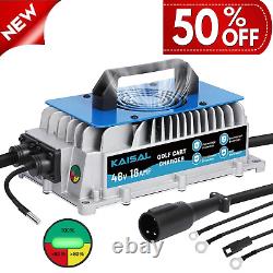 48V Smart Golf Cart & Lead Acid Battery Charger 3-Pin Round Plug For Club Car