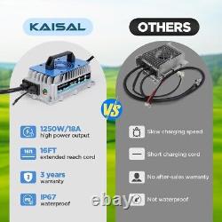 48V Smart Golf Cart & Lead Acid Battery Charger 3-Pin Round Plug For Club Car