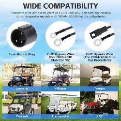 48V Smart Golf Cart & Lead Acid Battery Charger 3-Pin Round Plug For Club Car