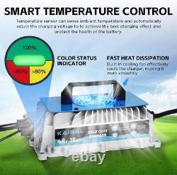 48V Smart Golf Cart & Lead Acid Battery Charger 3-Pin Round Plug For Club Car