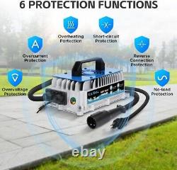 48V Smart Golf Cart & Lead Acid Battery Charger 3-Pin Round Plug For Club Car