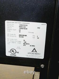 Applied Energy 12R0875E3D Forklift Charger, 24V 140A Out, 3Phase, 875Amp Hour