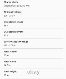 Battery Charger Single Phase 36v Battery Voltage 50 Amp 50a 208-220-240v