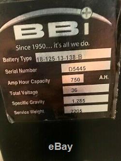 Bbi Forklift Battery 18-125-13, 750 A. H, 36 Volt, 18-125-13-138-b