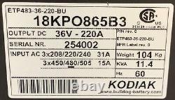 Bulldog Battery Kodiak 18kpo865b3 36v-220a Forklift Battery Charger