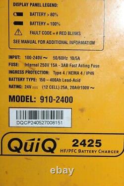 Delta Q Battery Charger Quiq-2425 910-2403 In 240 Vac 5 Amp Out 24 VDC 25 Amp
