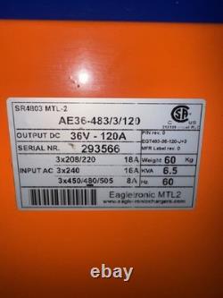 Eagletronic 18-Cell 36VDC 208/240/480VAC 3PH 700AH Forklift Battery Charger