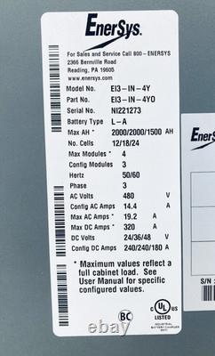 EnerSys EI3-IN-4Y Impaq Forklift Battery Charger 480V 3PH 24/36/48V DC 2000AH