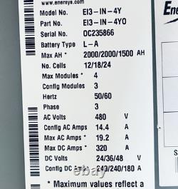 EnerSys EI3-IN-4Y Impaq Forklift Battery Charger 480V 3PH 24/36/48V DC 2000AH