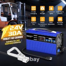 Fast 24V 30A Forklift Battery Charger, 24 Volt Battery Charger with LCD Display