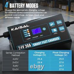 Forklift Battery Charger 24V 30A Pallet Jack Battery Charger LCD Digital Disp