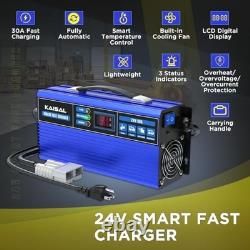 Forklift Battery Charger 24V 30A Smart 24 Volt Charger 900W Fully-Auto LCD Blue