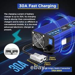 Forklift Battery Charger 24V 30A Smart 24 Volt Charger 900W Fully-Auto LCD Blue