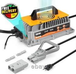 Forklift Battery Charger 24V 30A Smart Trickle Charger IP67 Waterproof 24 Volt