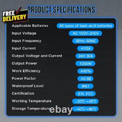 Forklift Battery Charger 24V 30A Smart Trickle Charger IP67 Waterproof 24 Volt