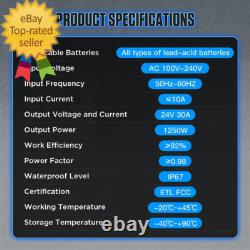 Forklift Battery Charger 24V 30A Smart Trickle Charger, IP67 Waterproof, 24 Volt