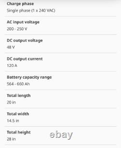 Forklift Battery Charger 48 Volts Single Phase Digital 48v 120 Amp 200-220-240 V