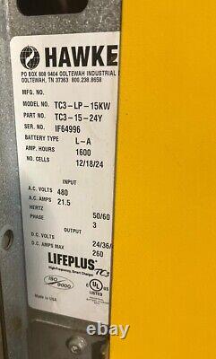 HAWKER, TC3-LP-15KW, LIFE-PLUS FORKLIFT BATTERY CHARGER In 480VAC Out 24/36/48VDC