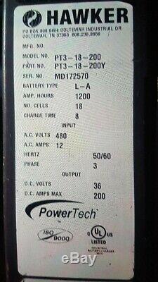 Hawker PowerTech HF Forklift CHARGER PT3-18-200 3-Phase 1200 AH