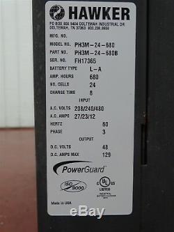 Hawker Powerguard PH3M-24-680 Battery Charger L-A Battery # of cells 24, 48VDC