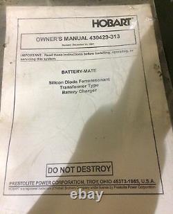 Hobart Battery-Mate Model 510M1-12C Battery Charger with Owner's Manual