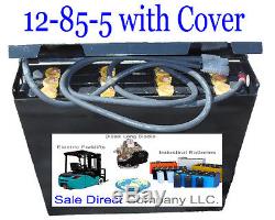 New 12-85-5 Forklift Battery 24 volt with Cover