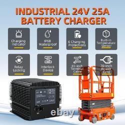 New 24V 25A Battery Charger for Scissor Lift Golf Cart Forklift Scrubber