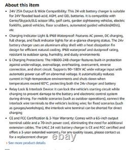 New 24V 25A Battery Charger for Scissor Lift Golf Cart Forklift Scrubber