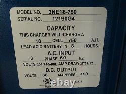 North East 36v DC Forklift Battery Charger 480v, 3Ph, 2NE18-750