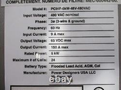 Power Designers USA PCiHF-6kW-48V-480VAC Battery Charger 3PH 480V