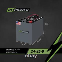 Repower Reconditioned 24-85-9 Forklift Battery 48V 31.75L x 18W x 23.13H
