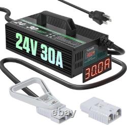 Chargeur de Batterie de Chariot Élévateur 24V 30A Chargeur Intelligent de Chariot Élévateur avec Écran LCD 24 Volts