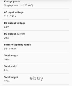 Chargeur de batterie 24 volts monophasé 24v 20a nouveau 110 V d'entrée 94-110 Ah