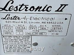 Chargeur de batterie DC 24 Volt Lestronic II 2 Lester 36 amp 120 VAC 18790 24LC36-8ET