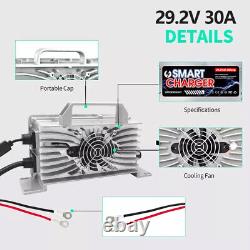 Chargeur de batterie LiFePO4 Lithium 24V(29.2V) 30A pour chariot élévateur marin et transpalette