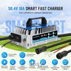 Chargeur de batterie Lithium 48V 18A Lifepo4 étanche IP67 pour voiture de golf, chariot élévateur