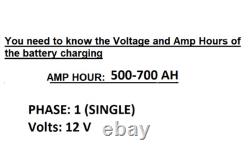 Chargeur de batterie de chariot élévateur 1 phase simple 12v 100a 500-700 A.H. Entrée 208-240-480v