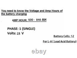 Chargeur de batterie de chariot élévateur 1 phase unique 24v 120a 600-840 Ampère-heure Ah 208-240-480